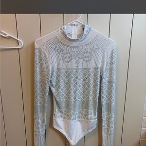 White rhinestone bodysuit